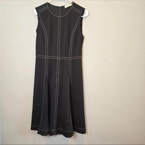 Tory Burch Pleated Black Dress with White Stitching